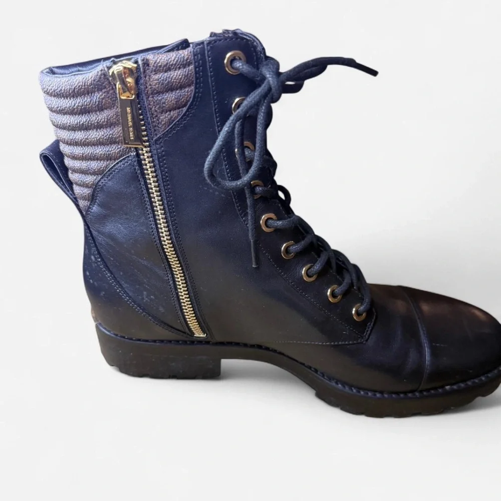 MICHAEL Michael Kors Bastien Black Leather Combat Boots Like New Edgy Urban 10M - Picture 5 of 8